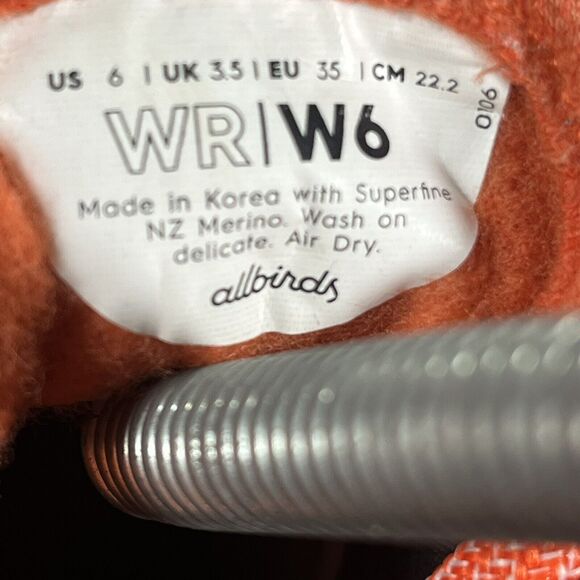 Allbirds Women’s Wool Runners Orange Running Shoes Size 6 - Picture 6 of 9